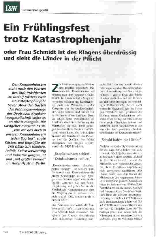 Vorschauseite 1: Ein Frühlingsfest trotz Katastrophenjahr
