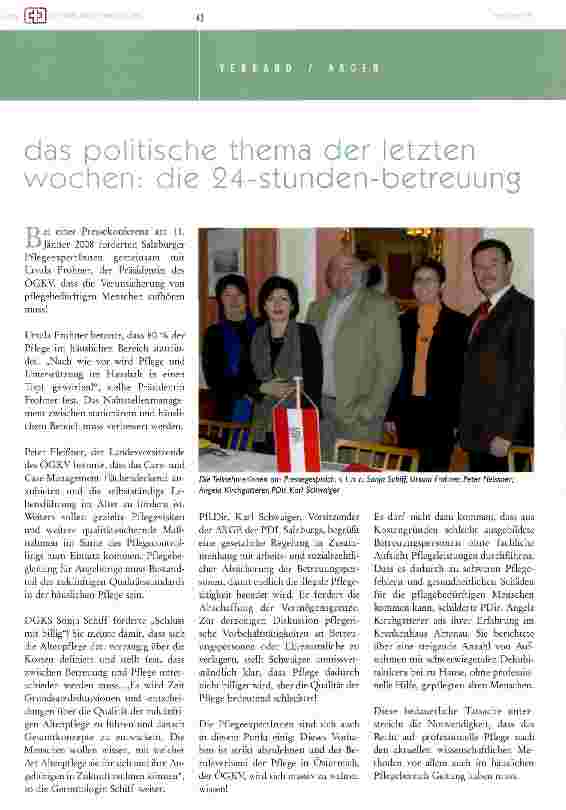 Vorschauseite 1: das politische thema der letzten wochen: die 24-stunden-betreuung