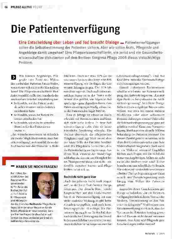 Vorschauseite 1: Die Patientenverfügung