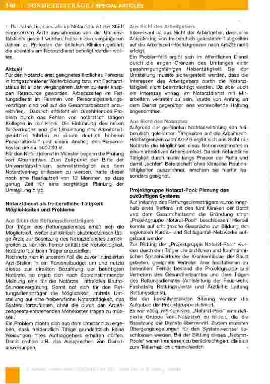 Vorschauseite 3: Umgestaltung eines Notarztdienstes:Von der Personalgestellung zur Freiberuflichkeit