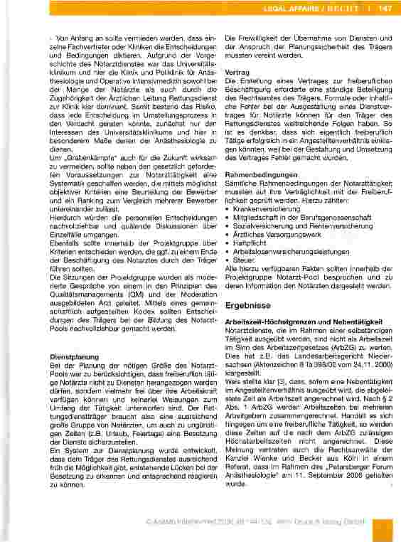 Vorschauseite 4: Umgestaltung eines Notarztdienstes:Von der Personalgestellung zur Freiberuflichkeit