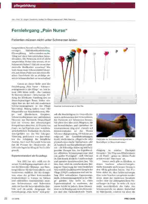 Vorschauseite 1: Fernlehrgang „Pain Nurse