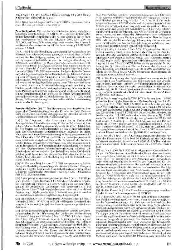 Vorschauseite 2: Altersteilzeit - erweitertes Direktionsrecht -Inhaltskontrolle