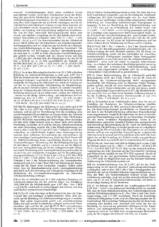 Vorschauseite 4: Altersteilzeit - erweitertes Direktionsrecht -Inhaltskontrolle