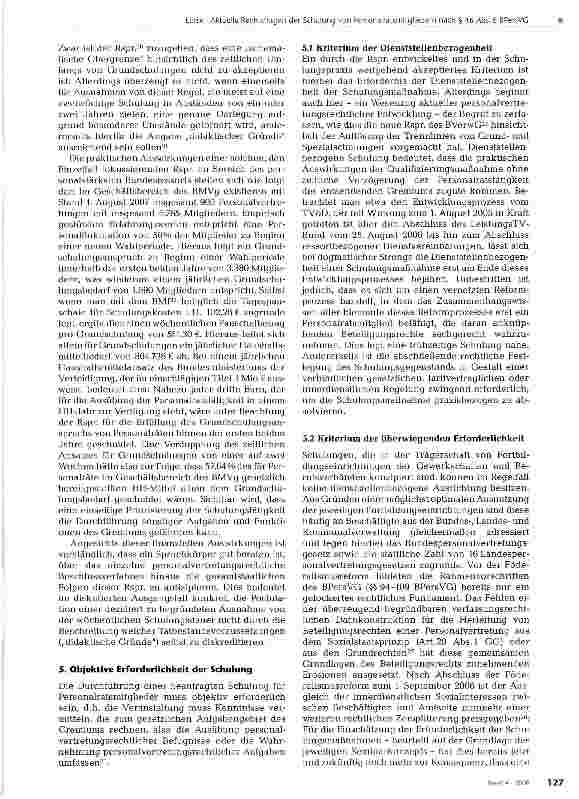 Vorschauseite 4: Aktuelle Rechtsfragen der Schulung von Personalratsmitgliedern nach §46Abs.6BPersVG