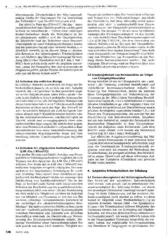 Vorschauseite 5: Aktuelle Rechtsfragen der Schulung von Personalratsmitgliedern nach §46Abs.6BPersVG