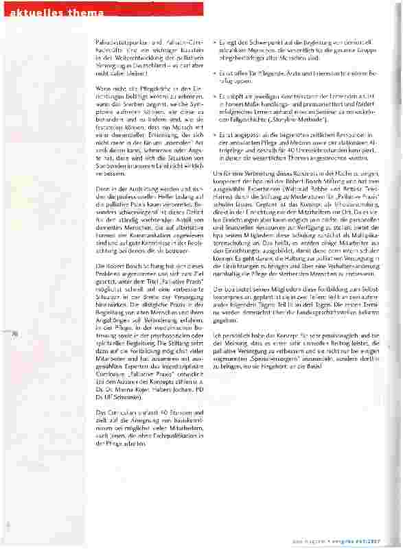 Vorschauseite 2: Neues Fortbildungsangebot: Palliative Praxis