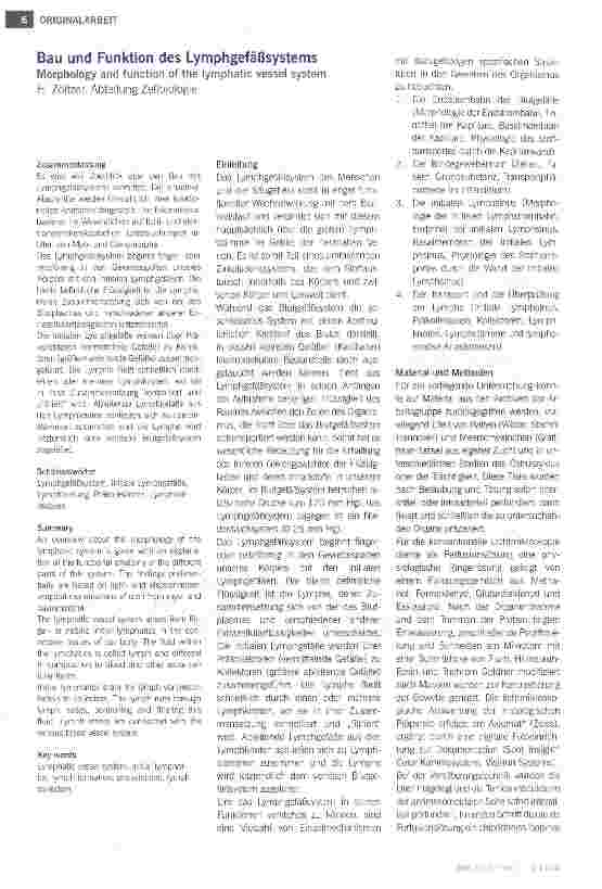 Vorschauseite 1: Bau und Funktion des Lymphgefäßsystems