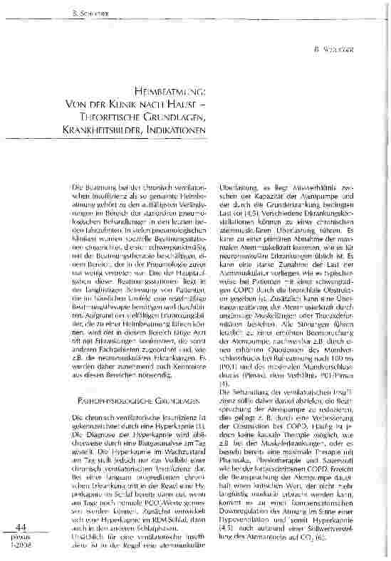Vorschauseite 1: HEIMBEATMUNG: VON DER KLINIK NACH HAUSE - THEORETISCHE GRUNDLAGEN,KRANKHEITSBILDER, INDIKATIONEN