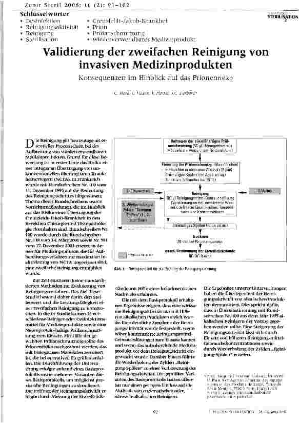 Vorschauseite 1: Validierung der zweifachen Reinigung von invasiven Medizinprodukten