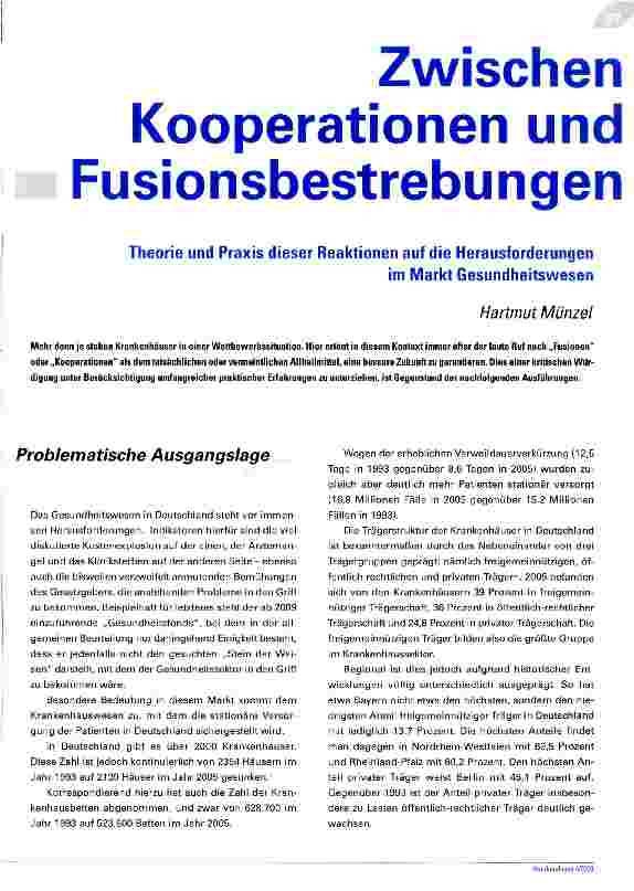Vorschauseite 1: Zwischen Kooperationen und Fusionsbestrebungen
