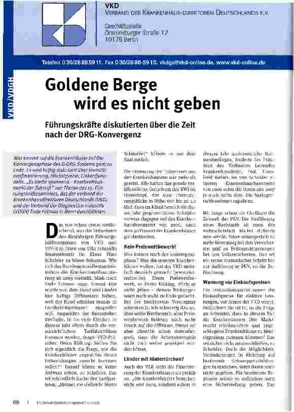 Vorschauseite 1: Goldene Berge wird es nicht geben