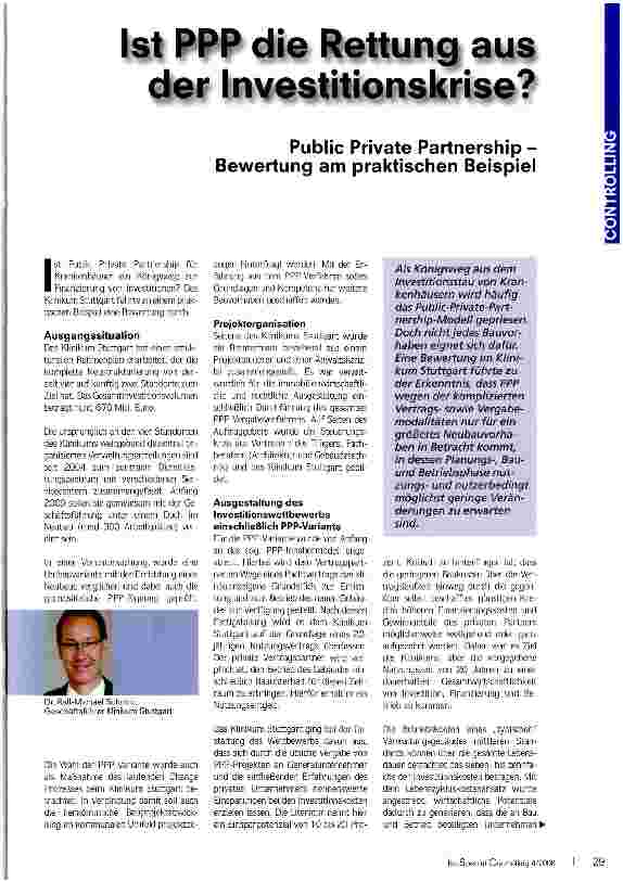 Vorschauseite 1: Ist PPP die Rettung aus der Investitionskrise?