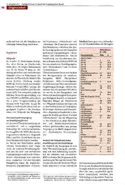Vorschauseite 4: Coping bei Frauen mit Brustkrebs im perioperativen Bereich - Selbstund Fremdeinschätzung