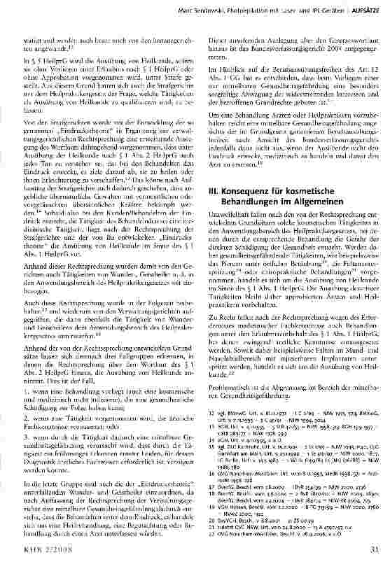 Vorschauseite 3: Photoepilation mit Laserund IPL-Geräten -kosmetische Behandlung oder Ausübung von Heilkunde?