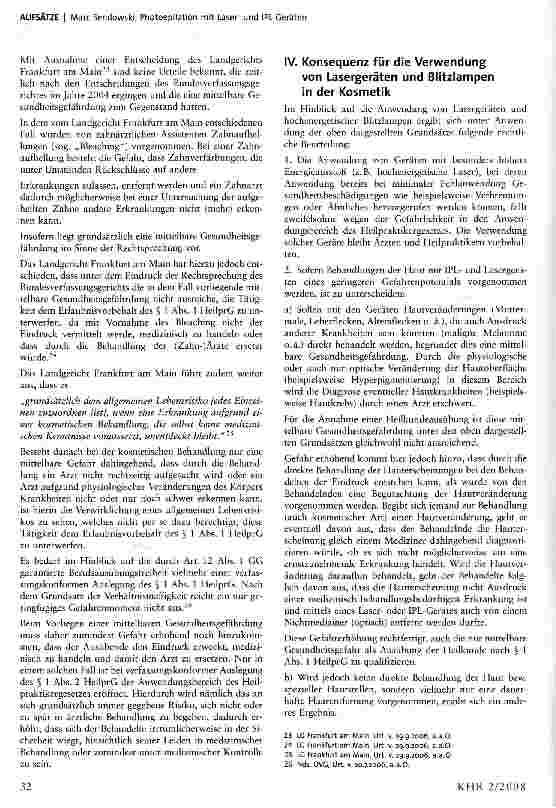 Vorschauseite 4: Photoepilation mit Laserund IPL-Geräten -kosmetische Behandlung oder Ausübung von Heilkunde?