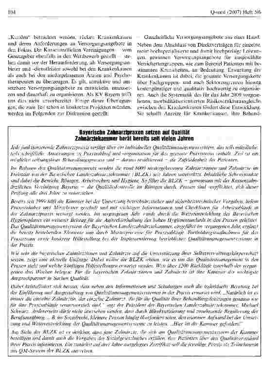 Vorschauseite 2: Qualitätswettbewerb in der ambulanten Versorgung Neue Rolle der Kassenärztlichen Vereinigungen