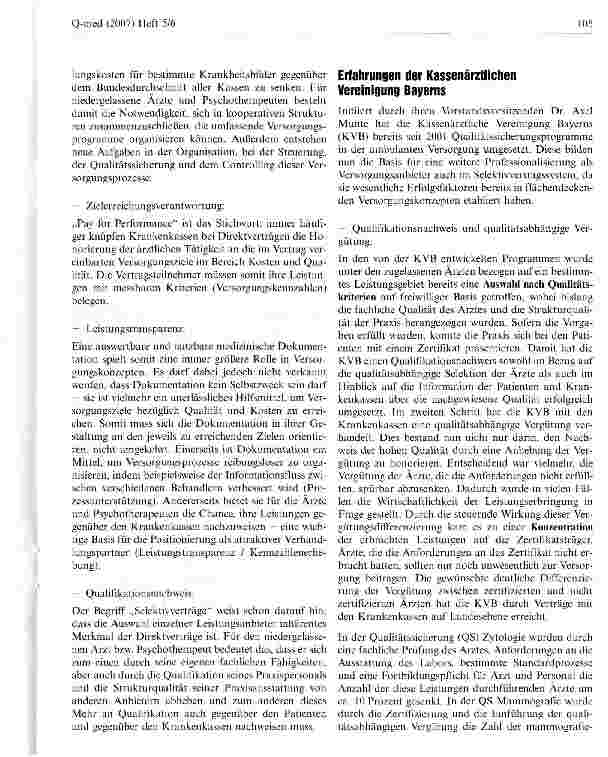 Vorschauseite 3: Qualitätswettbewerb in der ambulanten Versorgung Neue Rolle der Kassenärztlichen Vereinigungen