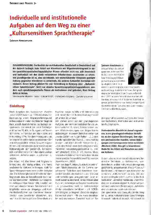 Vorschauseite 1: Individuelle und institutionelle Aufgaben auf dem Weg zu einer „Kultursensitiven Sprachtherapie