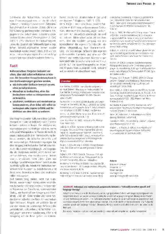 Vorschauseite 4: Individuelle und institutionelle Aufgaben auf dem Weg zu einer „Kultursensitiven Sprachtherapie