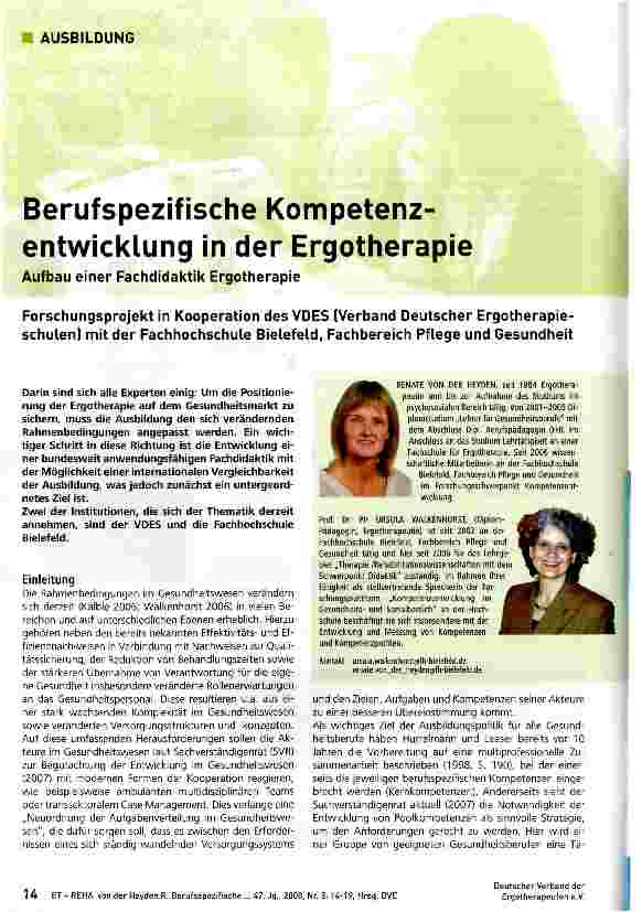 Vorschauseite 1: Berufspezifische Kompetenzentwicklung in der Ergotherapie