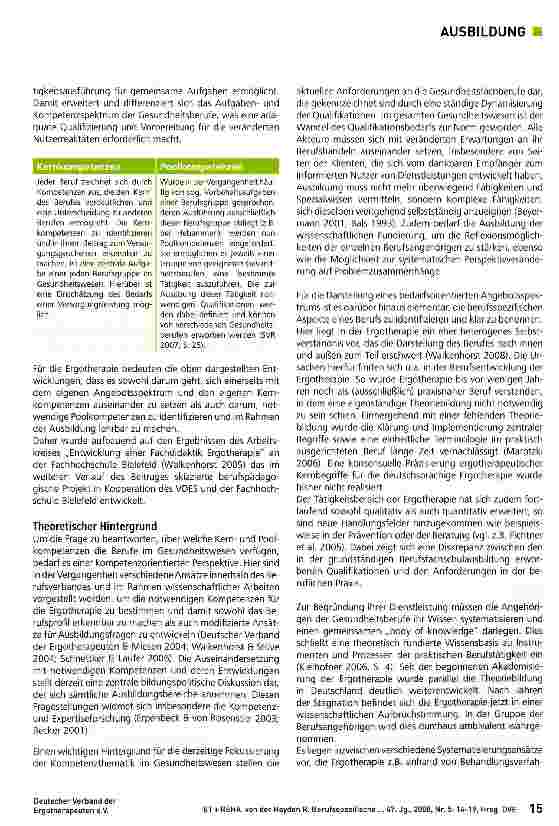 Vorschauseite 2: Berufspezifische Kompetenzentwicklung in der Ergotherapie