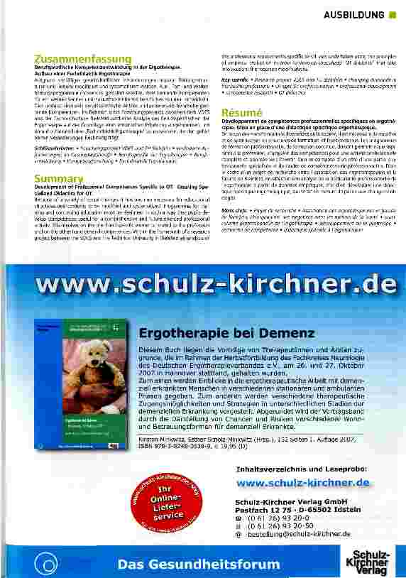 Vorschauseite 6: Berufspezifische Kompetenzentwicklung in der Ergotherapie