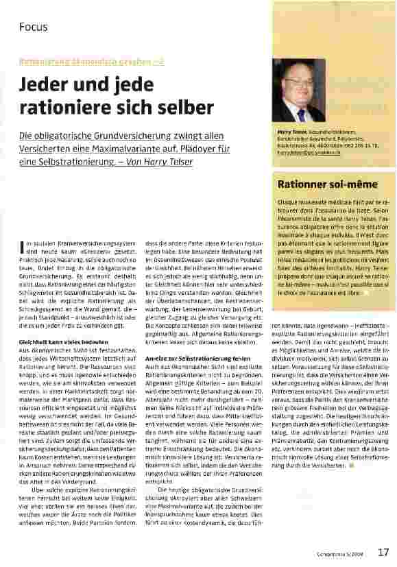 Vorschauseite 1: Jeder und jede rationiere sich selber