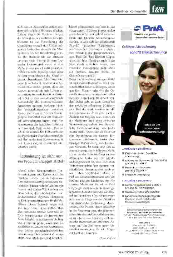 Vorschauseite 2: Ulla Schmidt zieht die Spendierhosen an Ärzte zwischen Ethik und Monetik