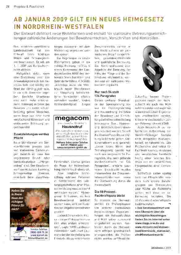 Vorschauseite 1: AB JANUAR 2009 GILT EIN NEUES HEIMGESETZ IN NORDRHEIN-WESTFALEN