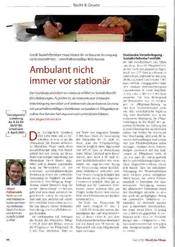 Vorschauseite 1: Ambulant nicht immer vor stationär