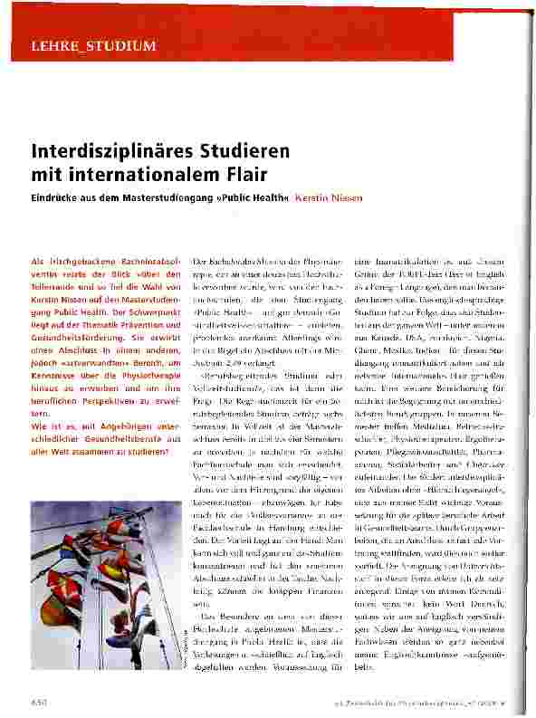 Vorschauseite 1: Interdisziplinäres Studieren mit internationalem Flair-Eindrücke aus dem Masterstudiengang »Public Health«