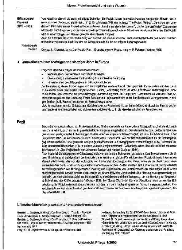 Vorschauseite 5: Projektunterricht und seine Wurzeln - ein Überblick
