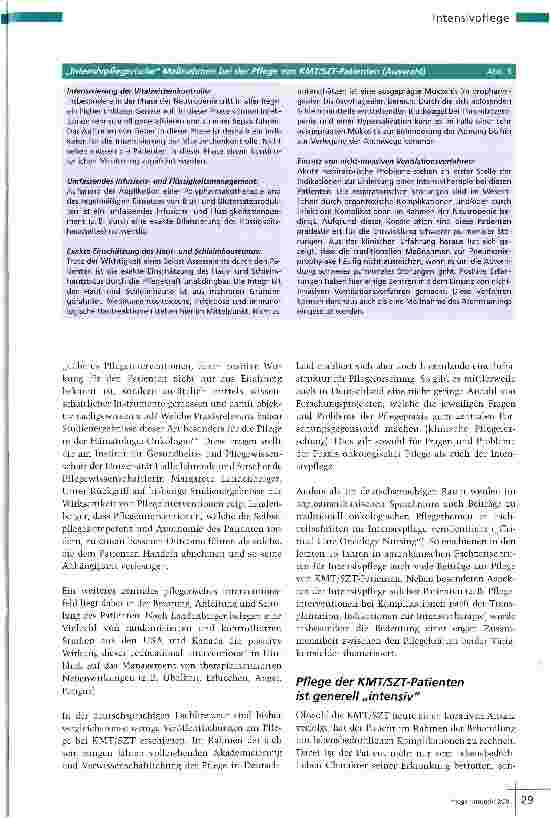 Vorschauseite 4: Knochenmarktransplantation Wenn die Pflege „intensiv wird