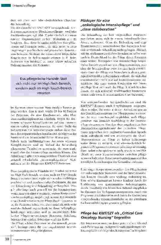 Vorschauseite 5: Knochenmarktransplantation Wenn die Pflege „intensiv wird