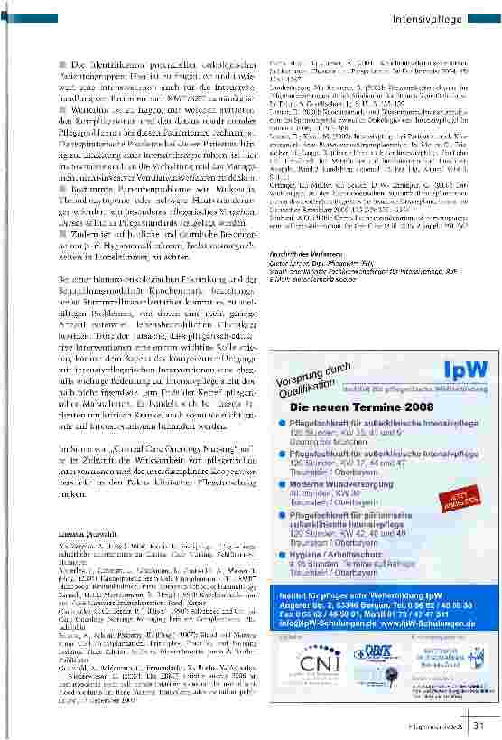 Vorschauseite 6: Knochenmarktransplantation Wenn die Pflege „intensiv wird