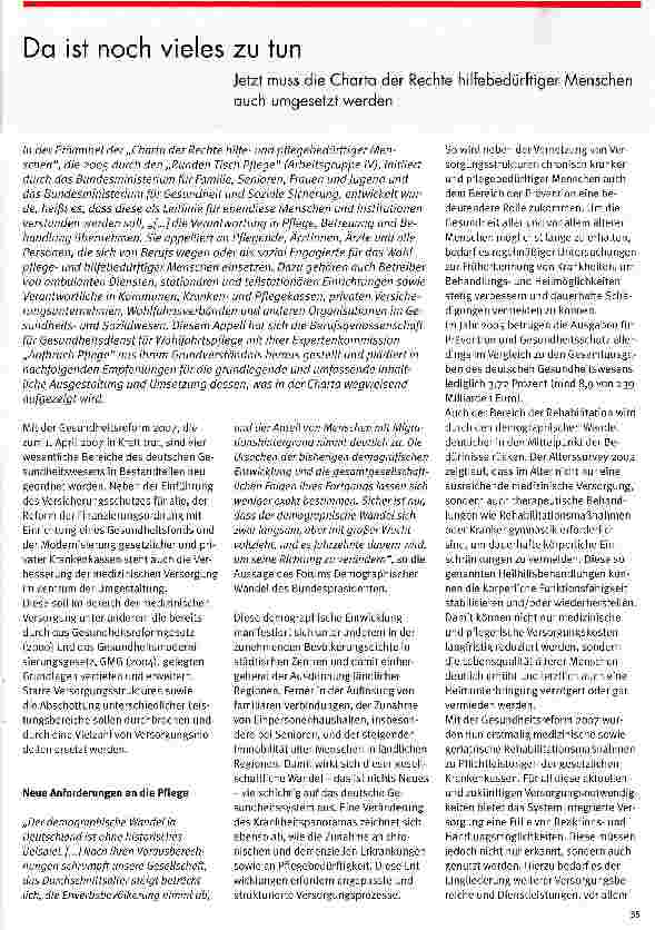 Vorschauseite 1: Da ist noch vieles zu tun- Jetzt muss die Charta der Rechte hilfebedürftiger Menschen auch umgesetzt werden
