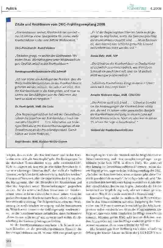 Vorschauseite 4: Krankenhäuser in der Politikfalle -Bund schiebt Finanzverantwortung auf die Länder