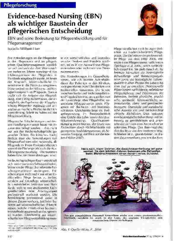 Vorschauseite 1: Evidence-based Nursing (EBN) als wichtiger Baustein der pflegerischen Entscheidung EBN und seine Bedeutung für Pflegeentwicklung und fürPflegemanagement