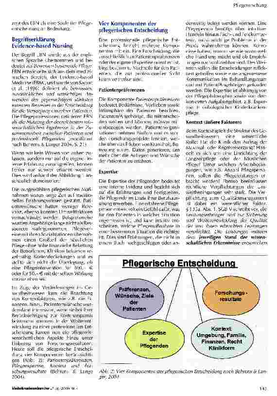 Vorschauseite 2: Evidence-based Nursing (EBN) als wichtiger Baustein der pflegerischen Entscheidung EBN und seine Bedeutung für Pflegeentwicklung und fürPflegemanagement