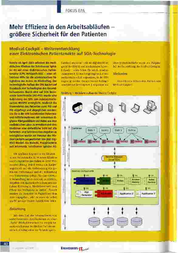 Vorschauseite 1: Mehr Effizienz in den Arbeitsabläufen -größere Sicherheit für den Patienten Medical Cockpit - Weiterentwicklung einer Elektronischen Patientenakte auf SOA-Technologie
