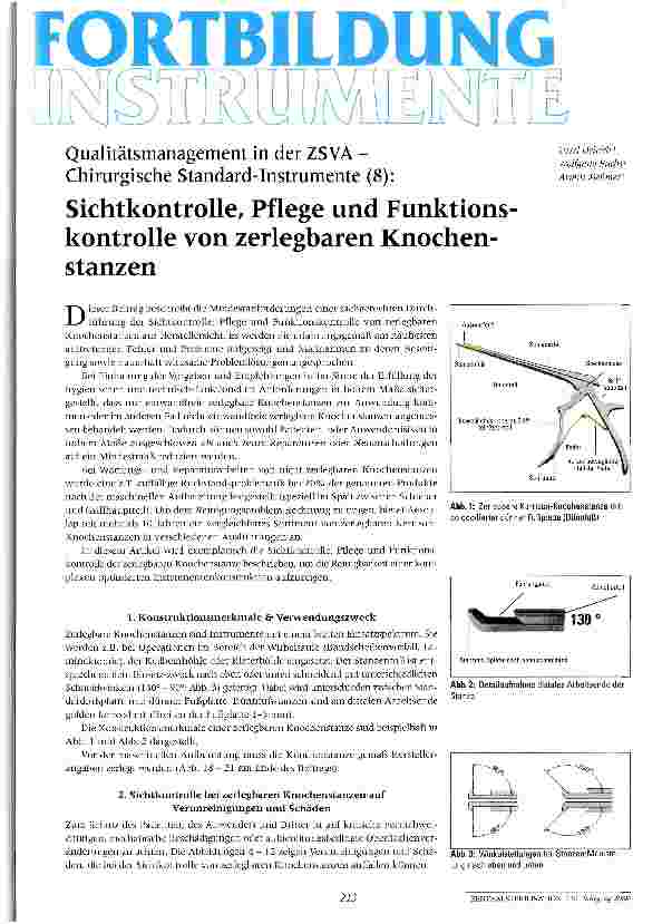 Vorschauseite 1: Sichtkontrolle, Pflege und Funktionskontrolle von zerlegbaren Knochenstanzen