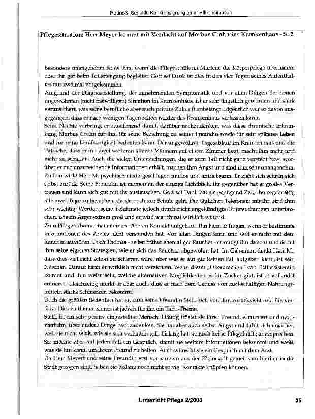 Vorschauseite 3: Konkretisierung einer Pflegesituation - als Grundlage für eine fächerverbindende Lernsituation