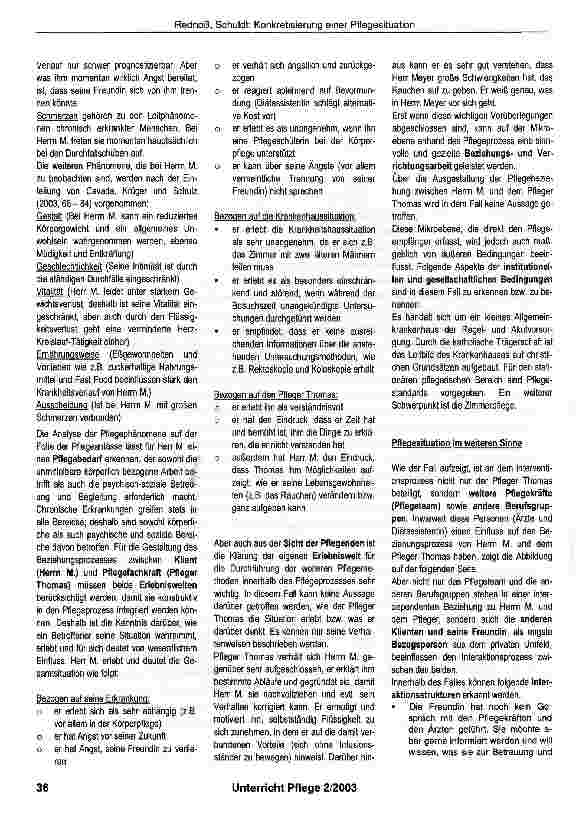 Vorschauseite 4: Konkretisierung einer Pflegesituation - als Grundlage für eine fächerverbindende Lernsituation