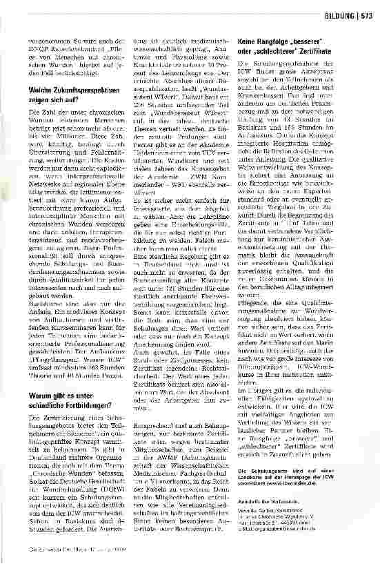 Vorschauseite 2: Zertifizierte Wundseminare der ICW haben sich bewährt