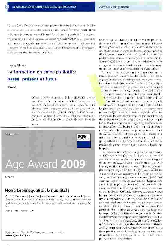 Vorschauseite 1: La formation en soins palliatifs passe, present et futur