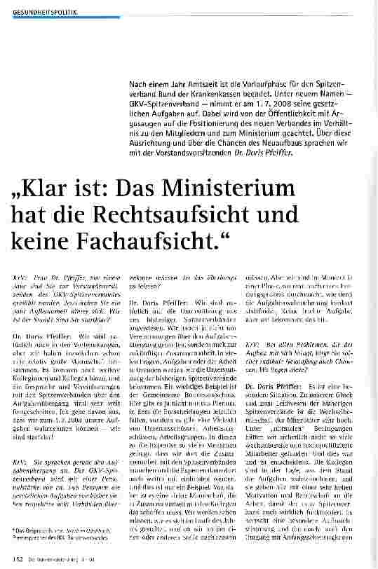 Vorschauseite 1: „Klar ist: Das Ministerium hat die Rechtsaufsicht und keine Fachaufsicht.