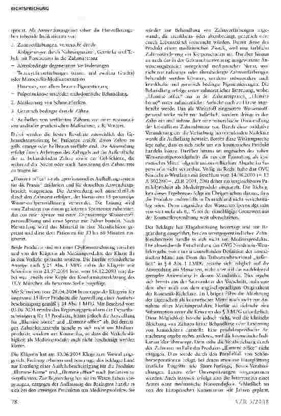 Vorschauseite 2: Zahnbleichmittel sind nicht als Kosmetika, sondern als Medizinprodukte zu bewerten