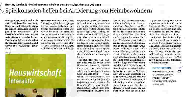 Vorschauseite 1: Spielkonsolen helfen bei Aktivierung von Heimbewohnern