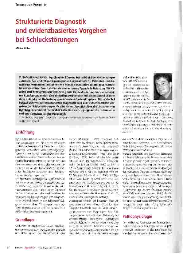 Vorschauseite 1: Strukturierte Diagnostik und evidenzbasiertes Vorgehen bei Schluckstörungen
